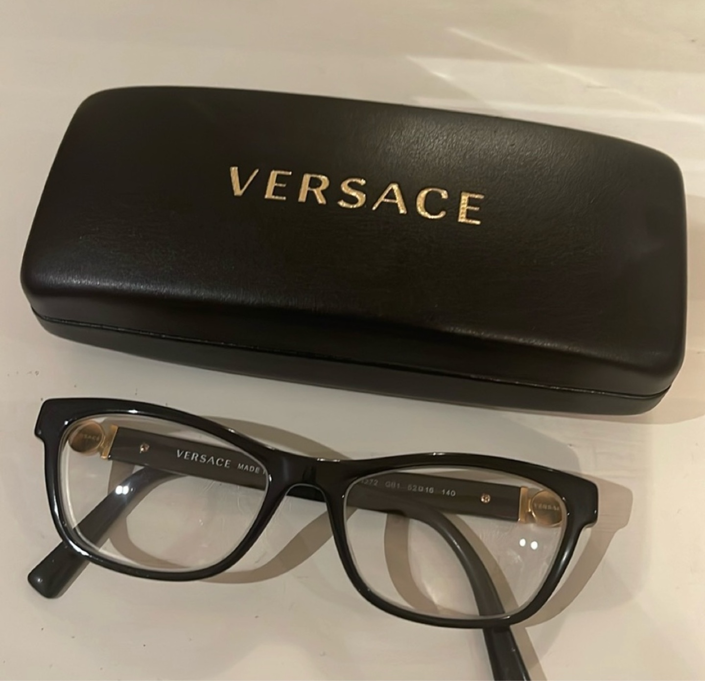 Versace Eyeglasses - Black Frame, Gold Accents