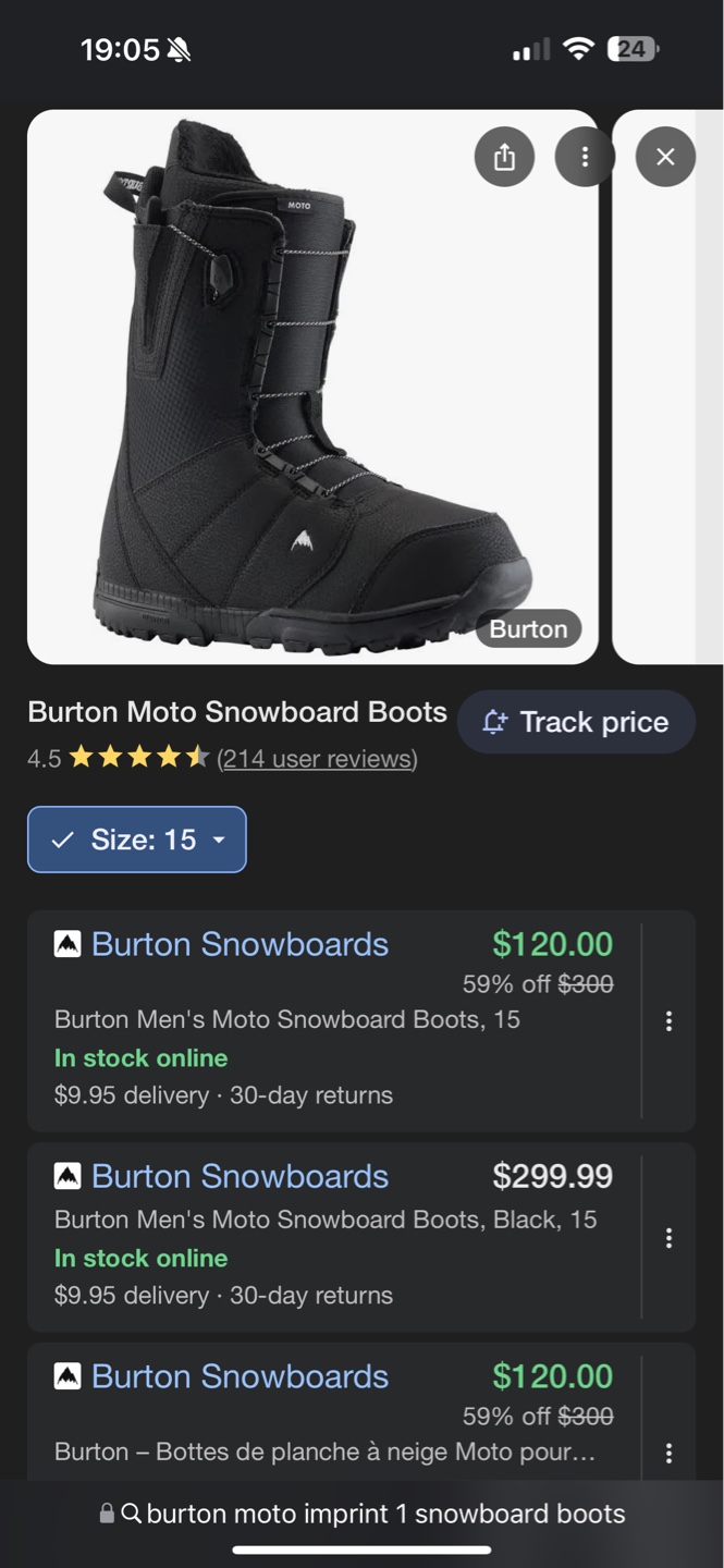 Burton Moto Snowboard Boots Size 7.5