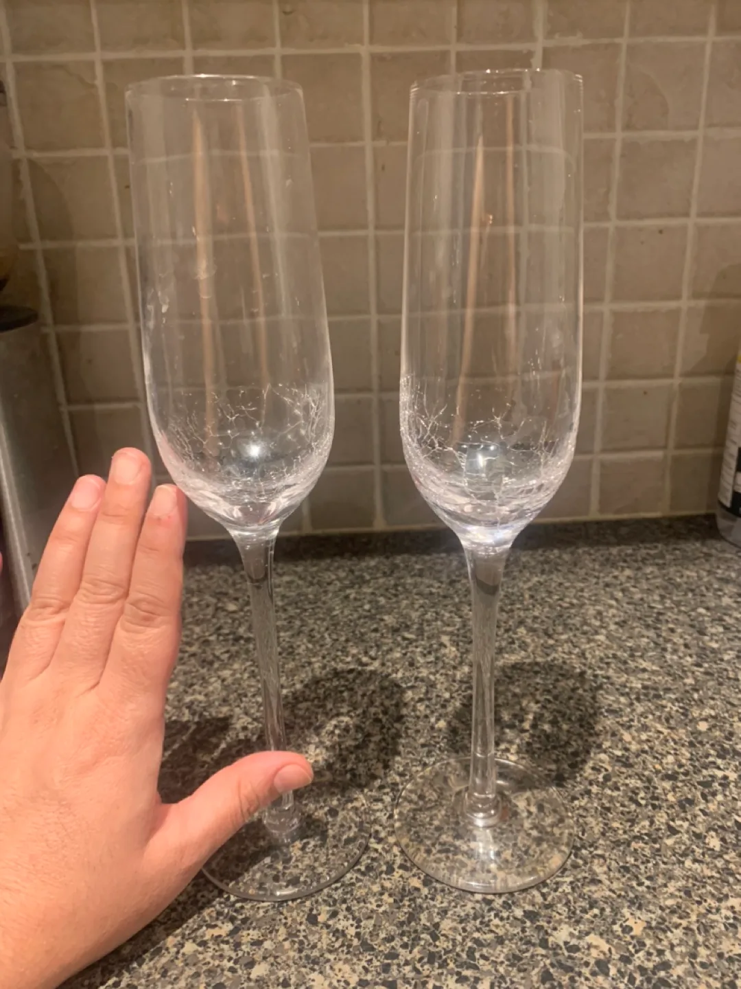 Two Cracked style Champagne Flutes thumbnail