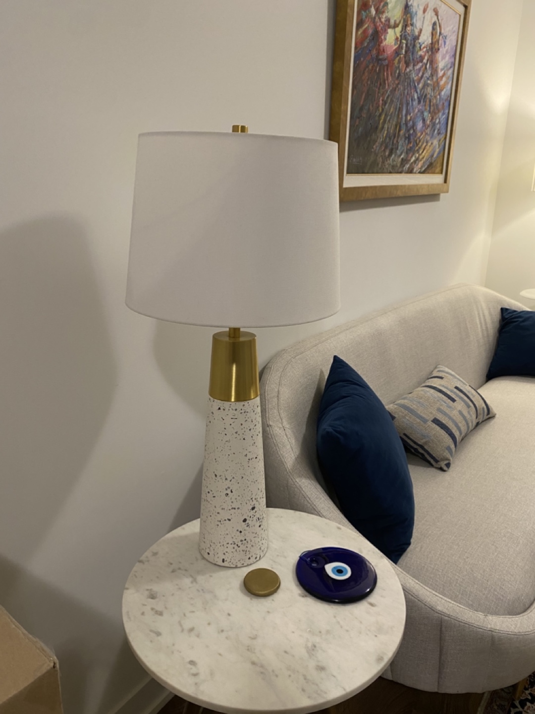 Stylish terrazzo Table Lamp with Gold Accents - photo 2