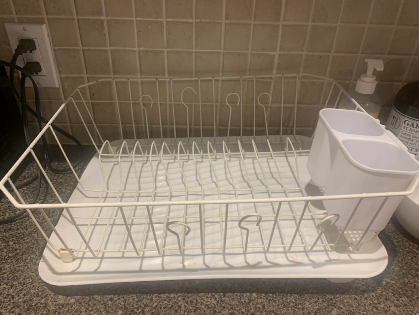 White Dish Drying Rack with Cutlery Holder thumbnail