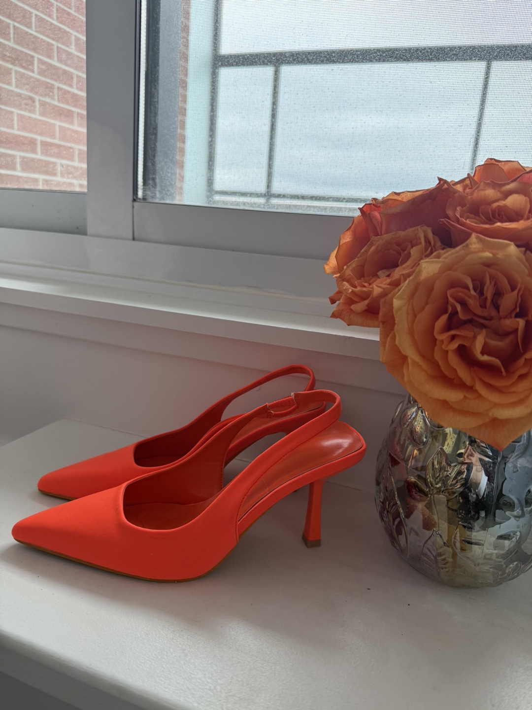 Neon Orange Slingback Heels