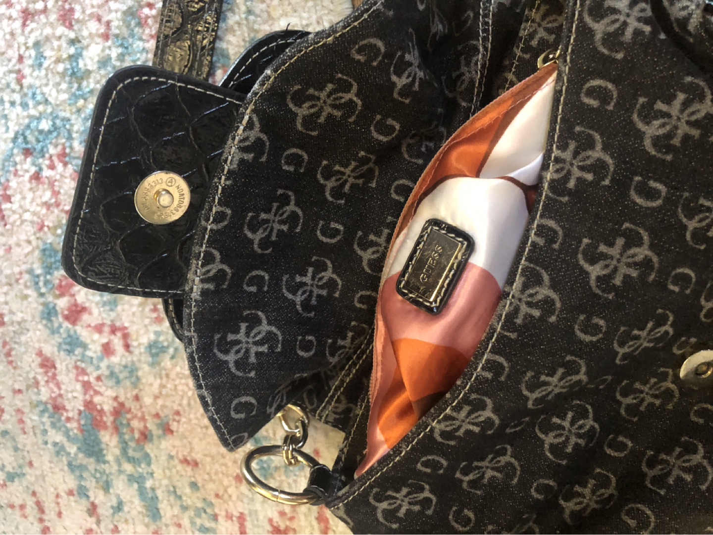 Vintage Guess Black Denim Crossbody Bag - photo 2