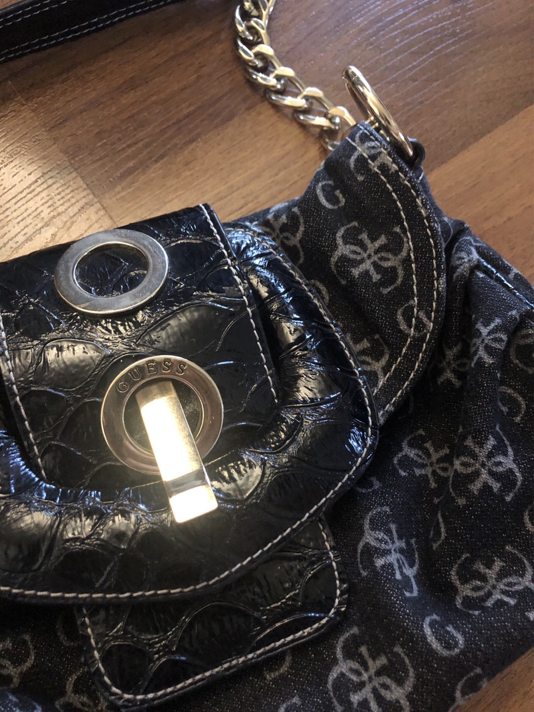Vintage Guess Black Denim Crossbody Bag - photo 3