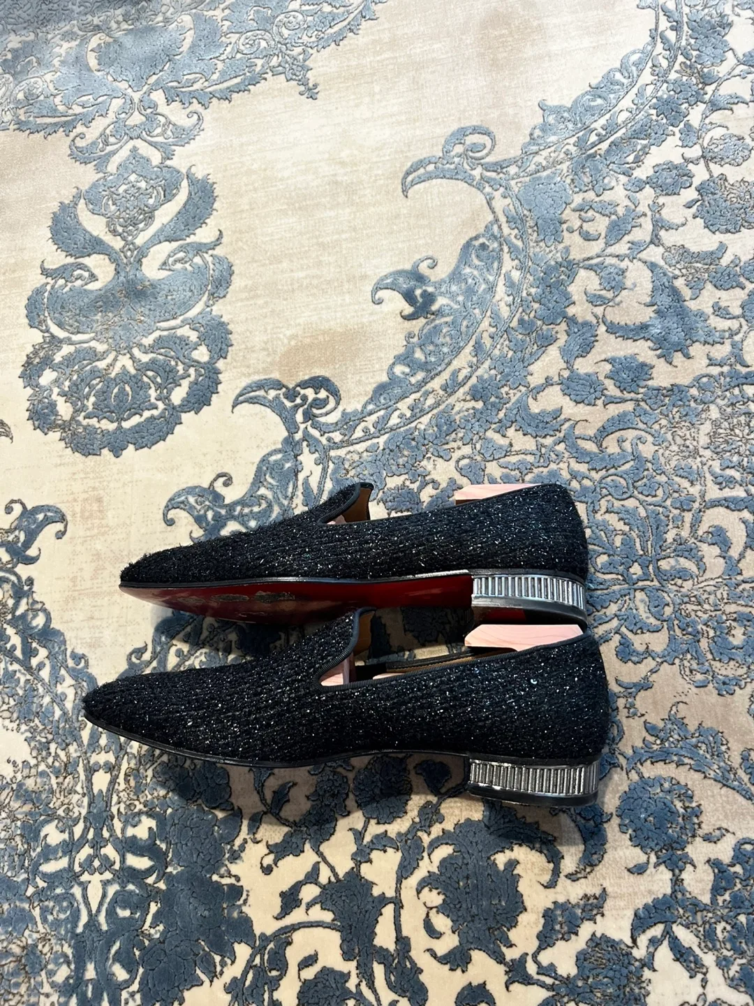 Christian Louboutin Authentic Men's Black Sparkle Loafers image indicator(2)