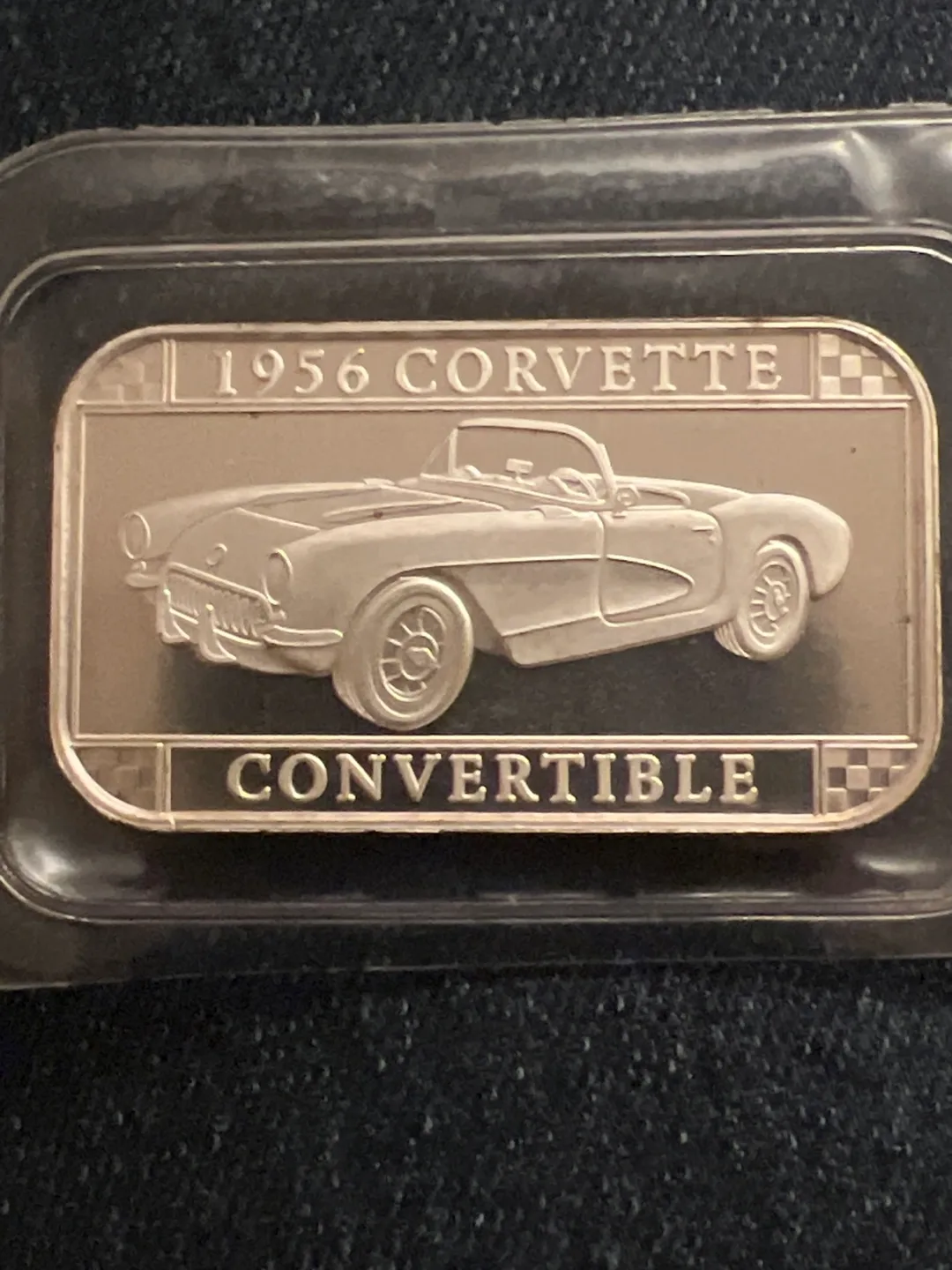 GM 1956 Corvette Convertible One Troy Ounce .999 Fine Silver Bar thumbnail