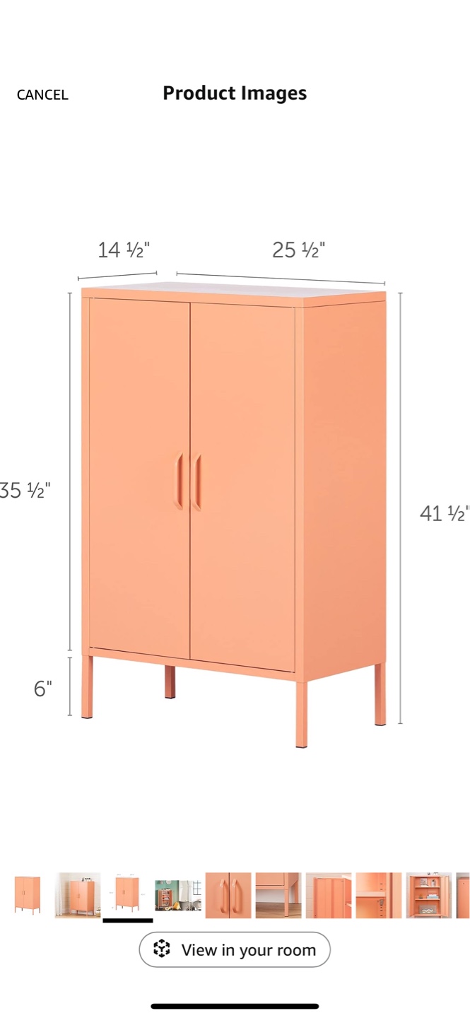 Coral Metal Cabinet with Three Shelves - photo 5