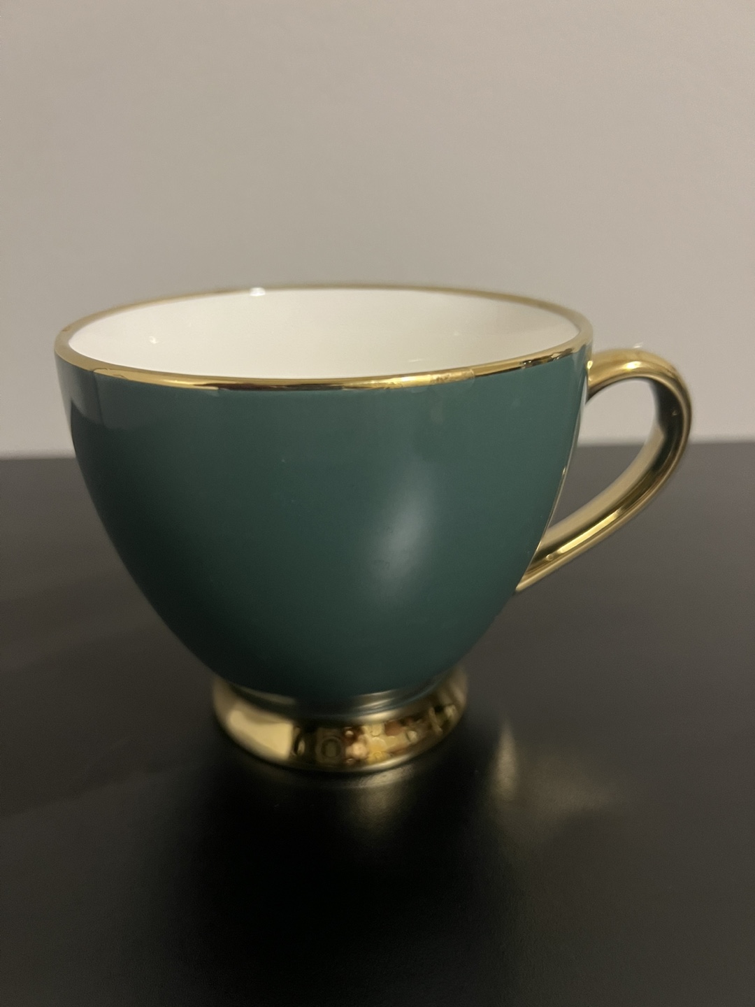 Set of 6 Gold-rimmed Tea Cups - Pink, Black, and Green - photo 5