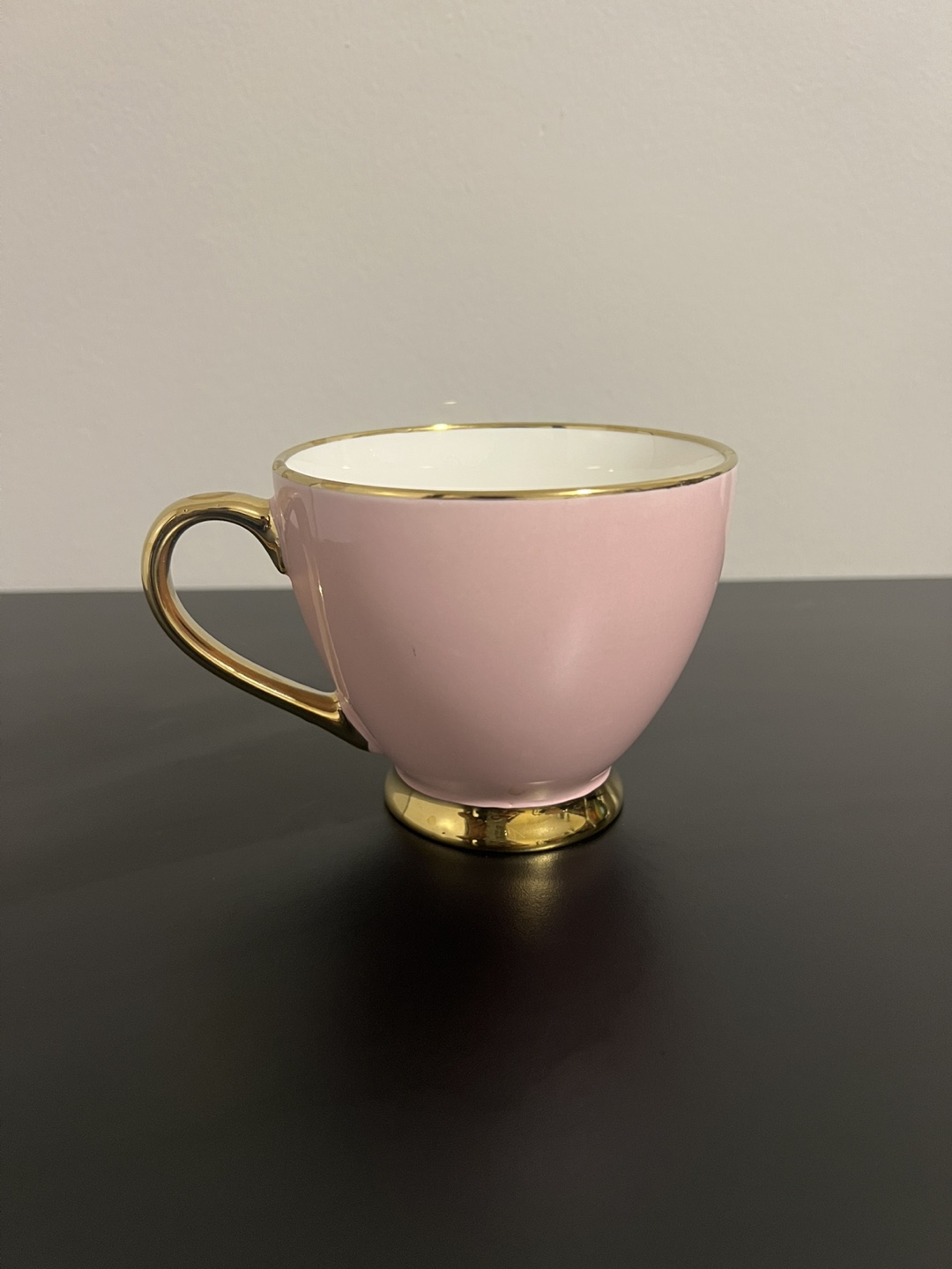 Set of 6 Gold-rimmed Tea Cups - Pink, Black, and Green - photo 3