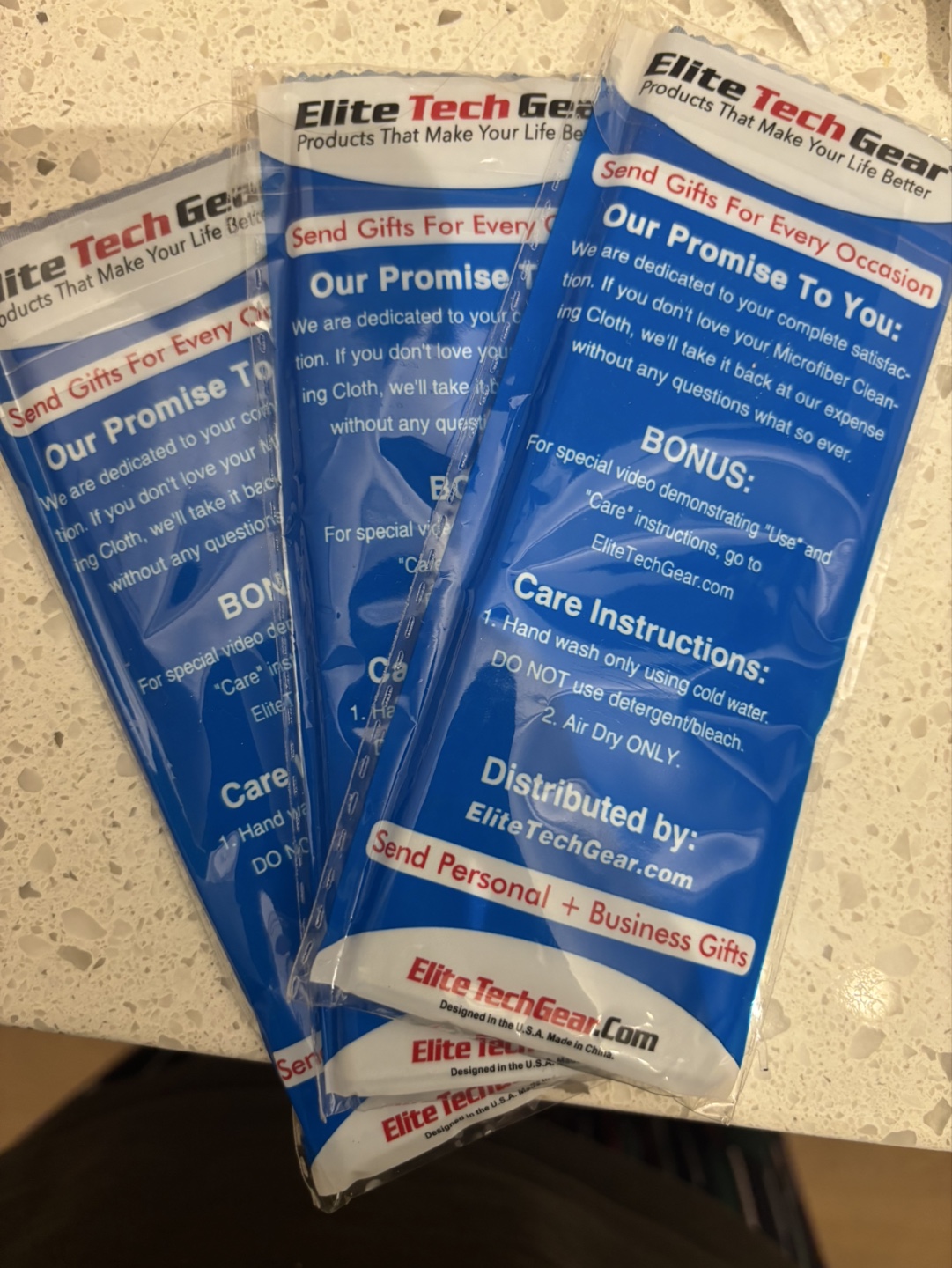 Three Elite Tech Gear Microfibre Cleaning Cloths