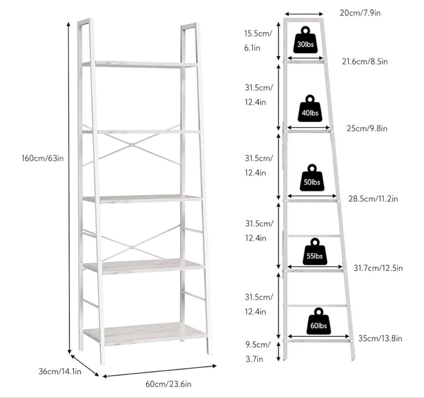 Five-Tier Ladder Shelf - White image indicator(4)