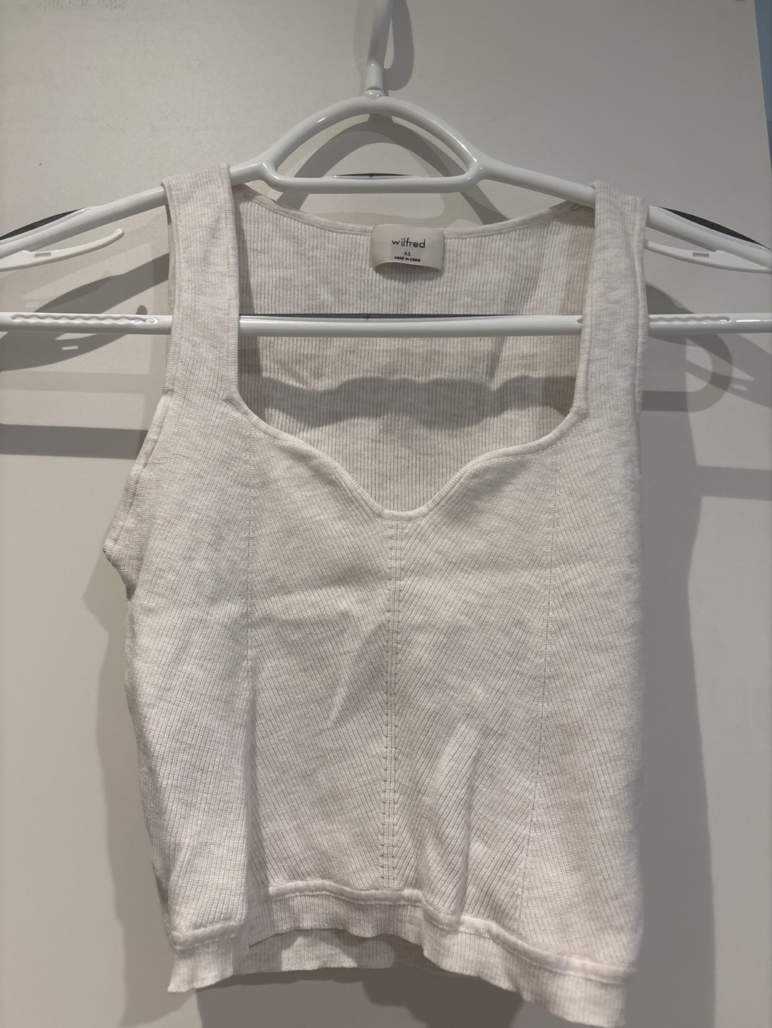 Wilfred White Ribbed Crop Tank Top - Size XS - photo 2