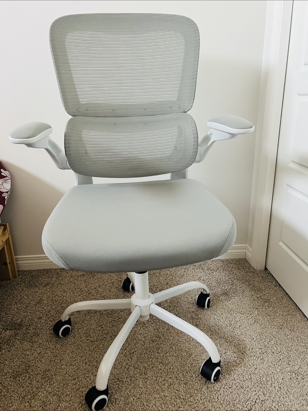Grey Mesh Office Chair with White Base