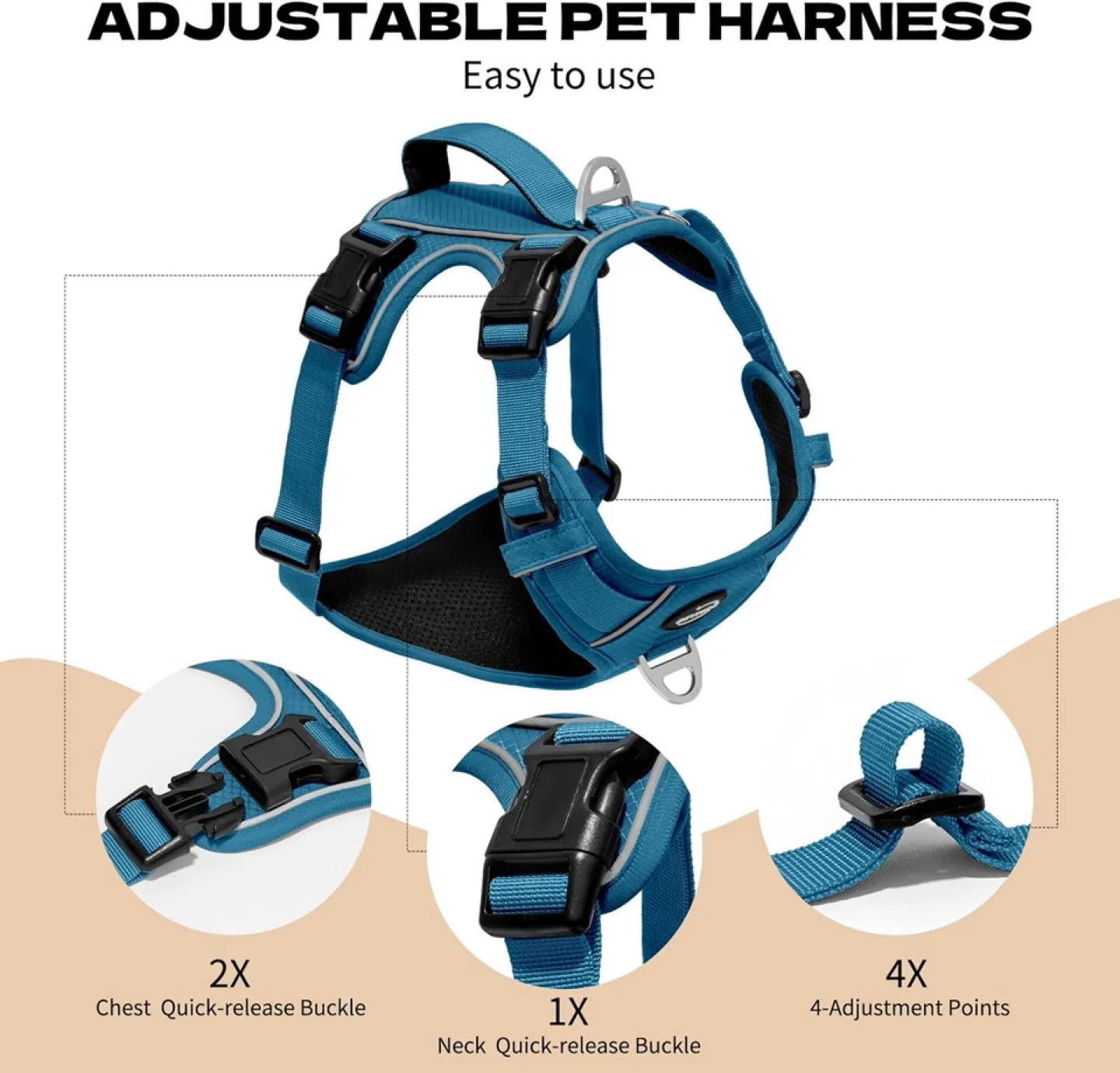 💚💚💚Beyfir Adjustable Pet Harness - Teal image indicator(4)