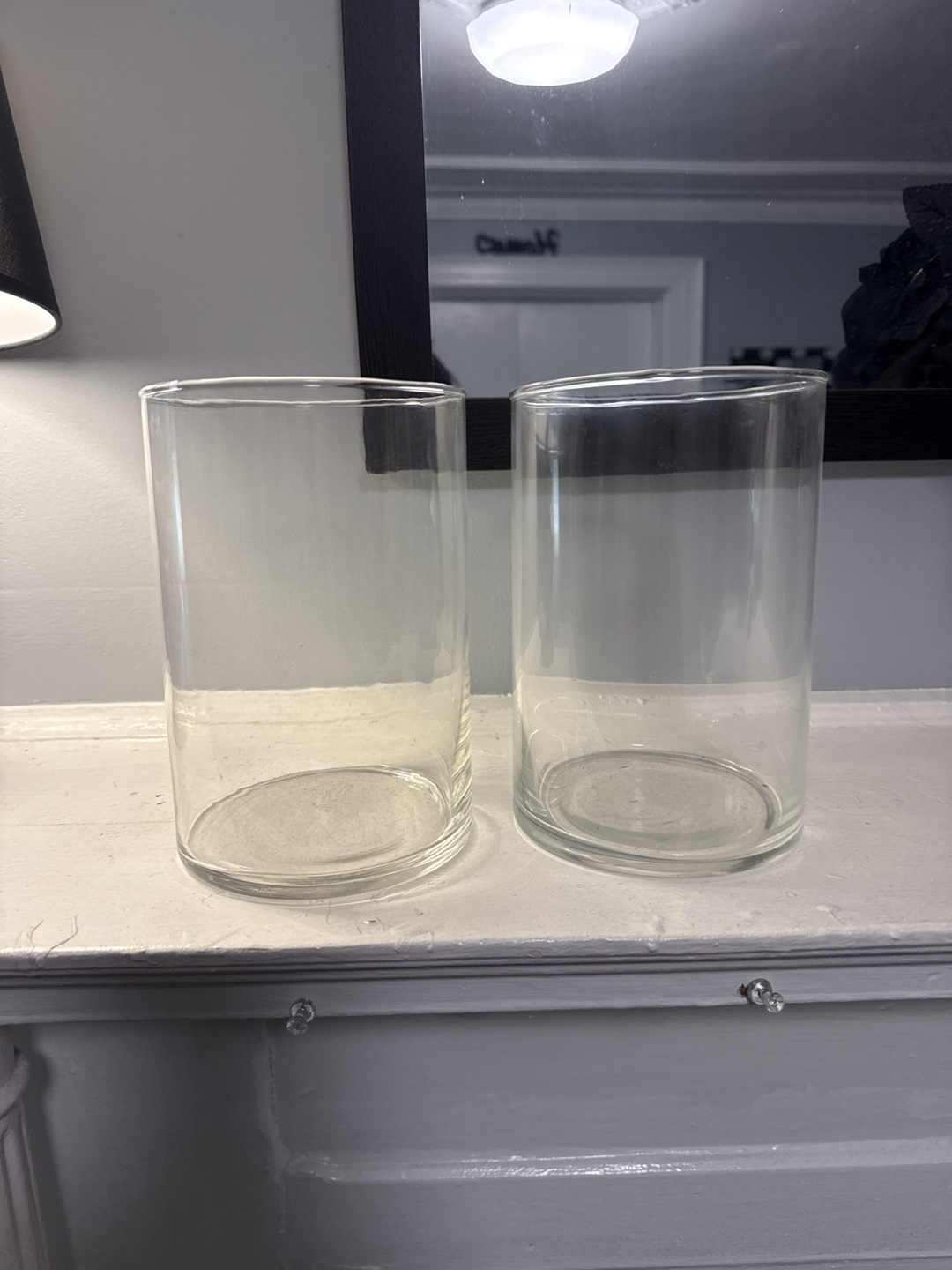 Pair of Clear Glass Cylinder Vases - photo 2