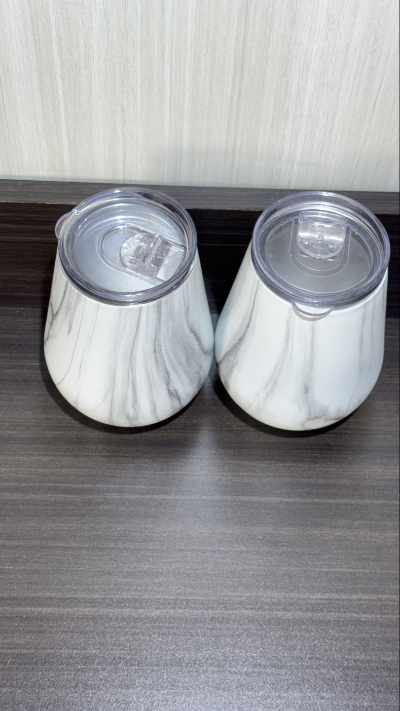Pair of Marble-Design Stainless Steel Tumblers with Lids