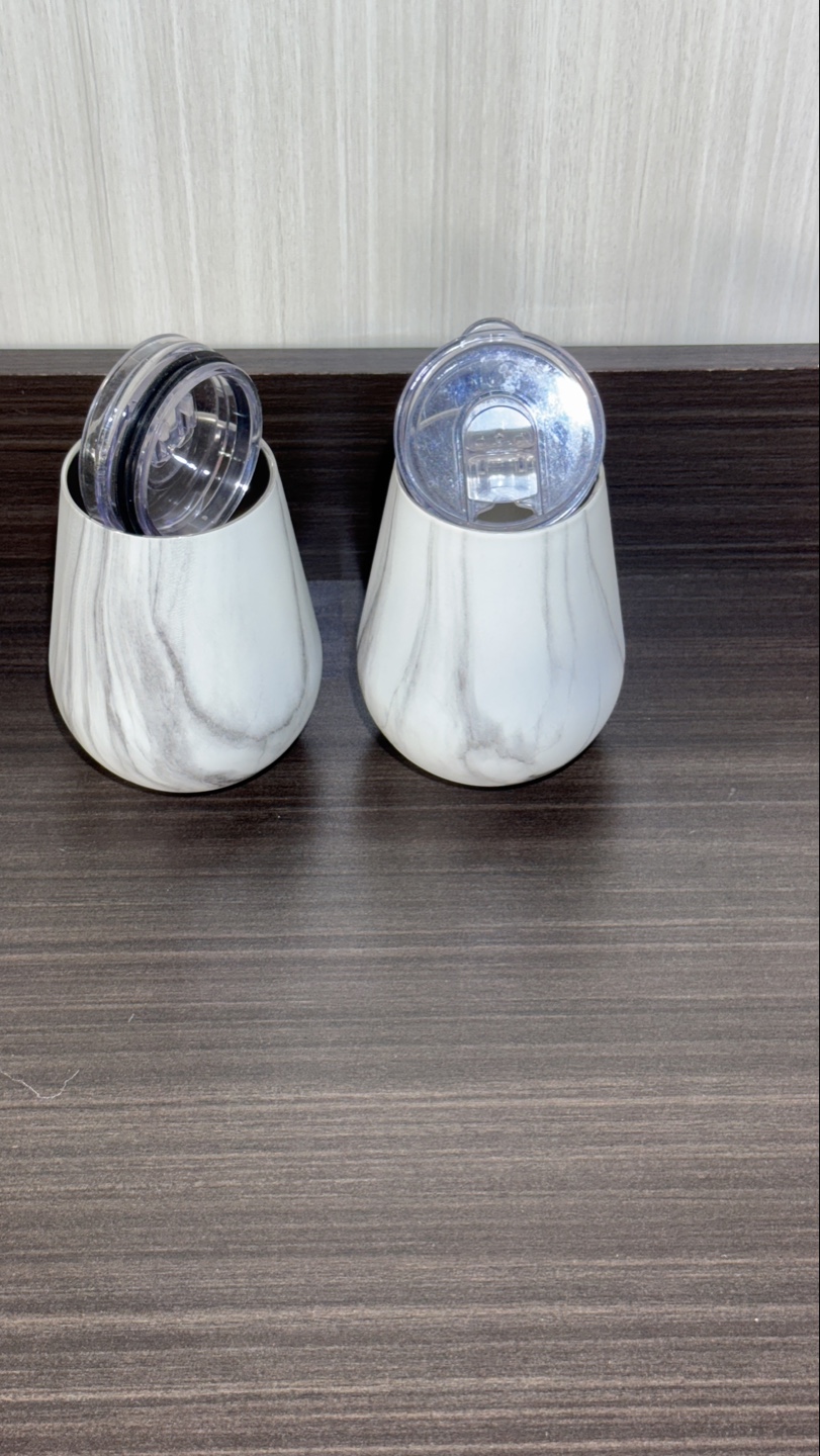 Pair of Marble-Design Stainless Steel Tumblers with Lids - photo 3