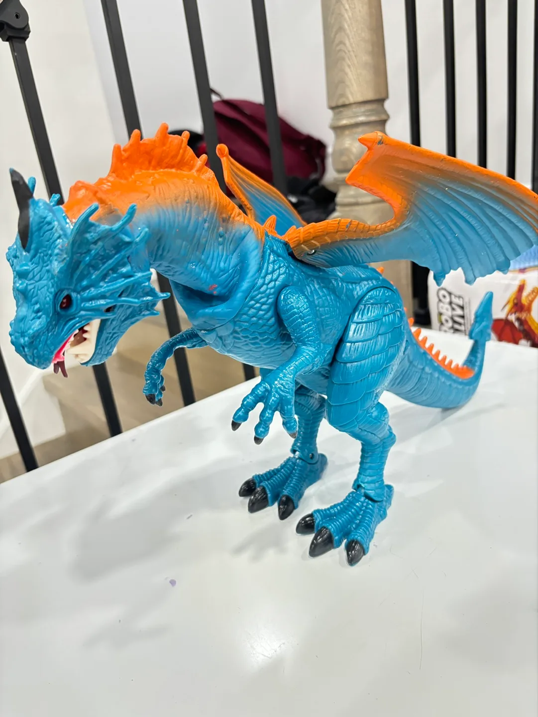 Large Blue and Orange Dragon Toy image indicator(4)
