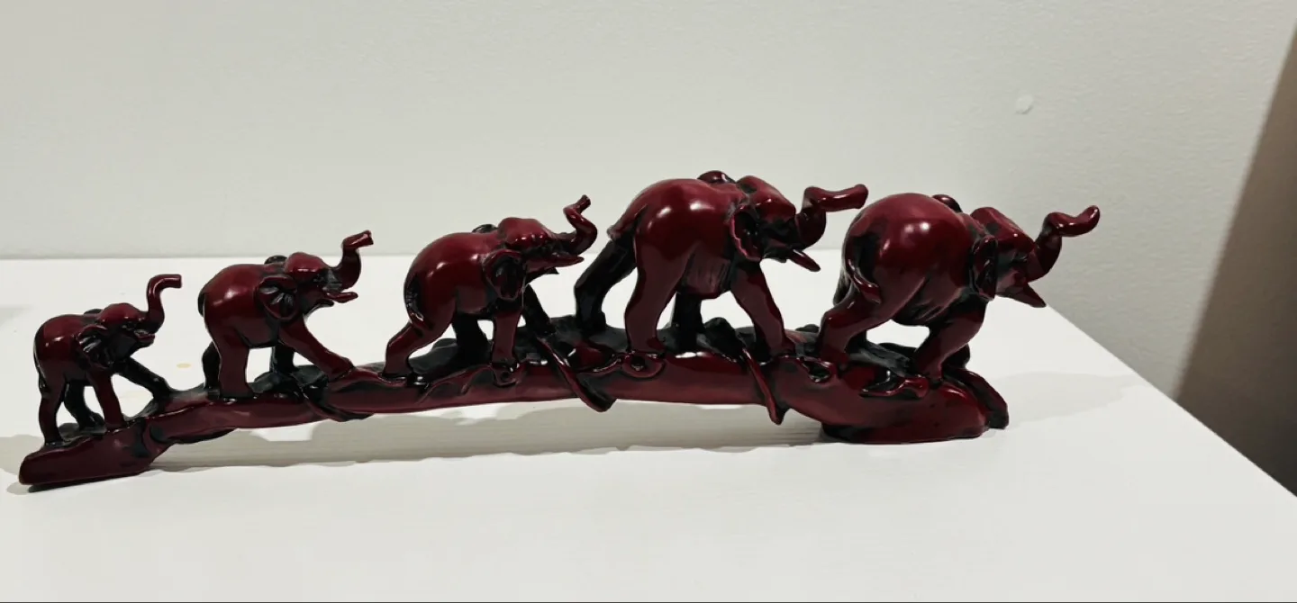 Five Elephants Walking on a Log Figurine thumbnail