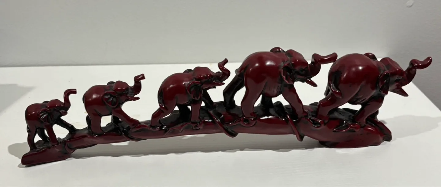 Five Elephants Walking on a Log Figurine image indicator(4)