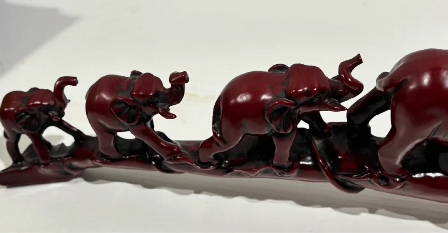 Five Elephants Walking on a Log Figurine image indicator(3)