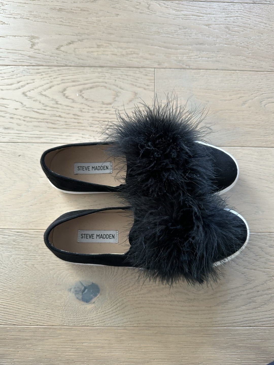 Steve Madden Black Feather Pom-Pom Slip On Sneakers - photo 5