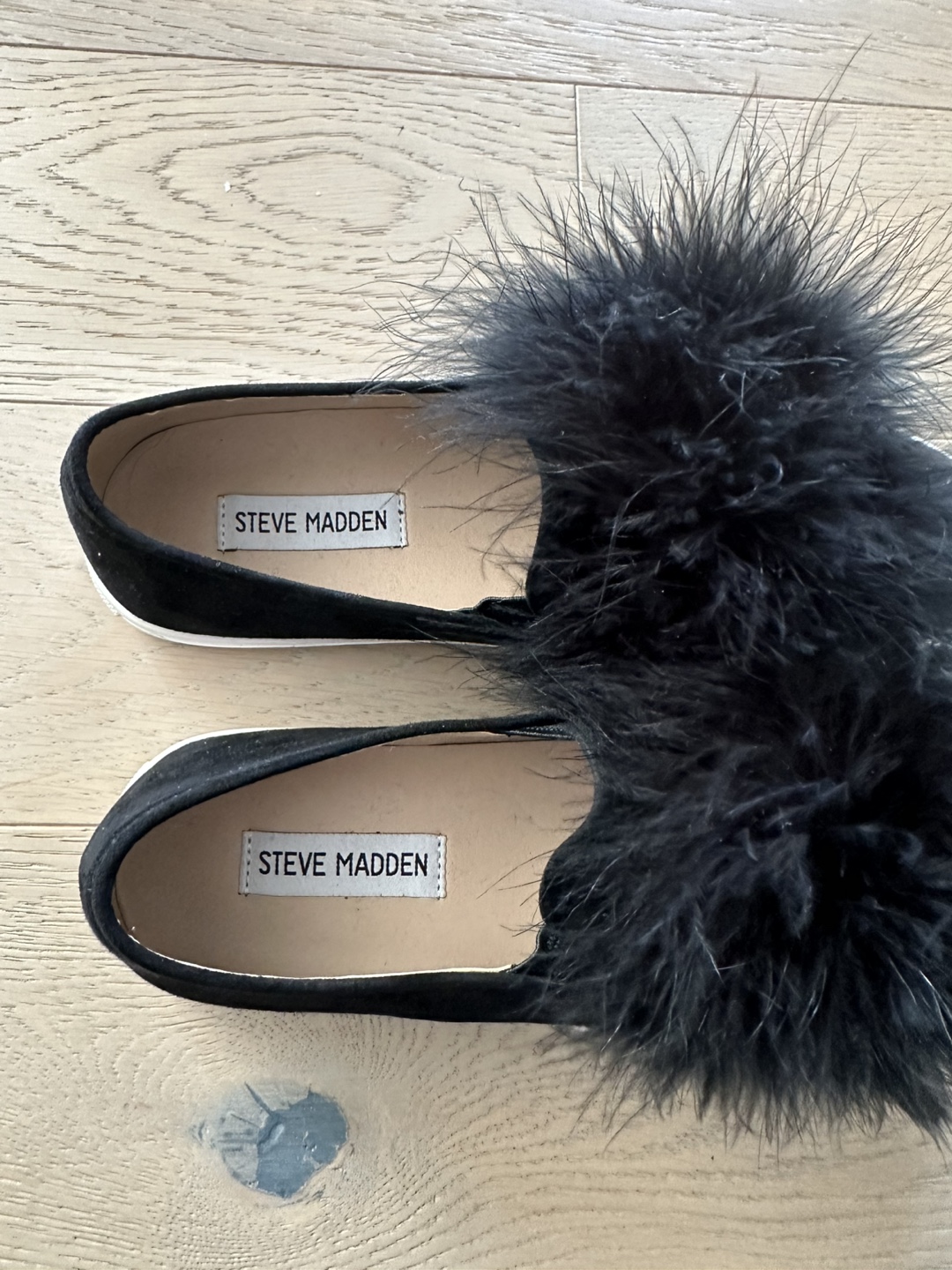Steve Madden Black Feather Pom-Pom Slip On Sneakers - photo 4