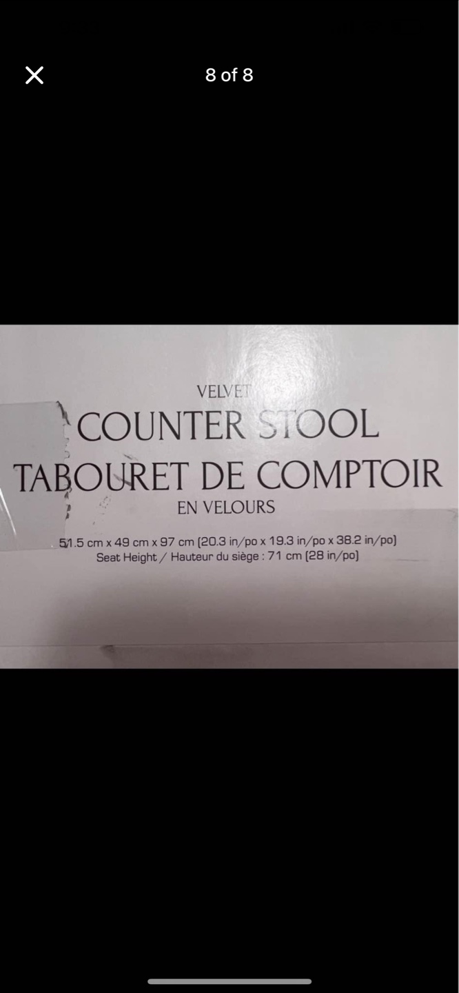 Pair of Grey Velvet Counter Stools - photo 2