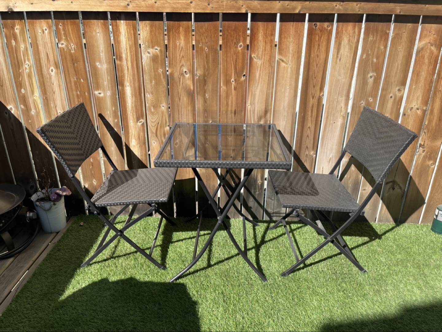 3-Piece Patio Set with Glass Top Table