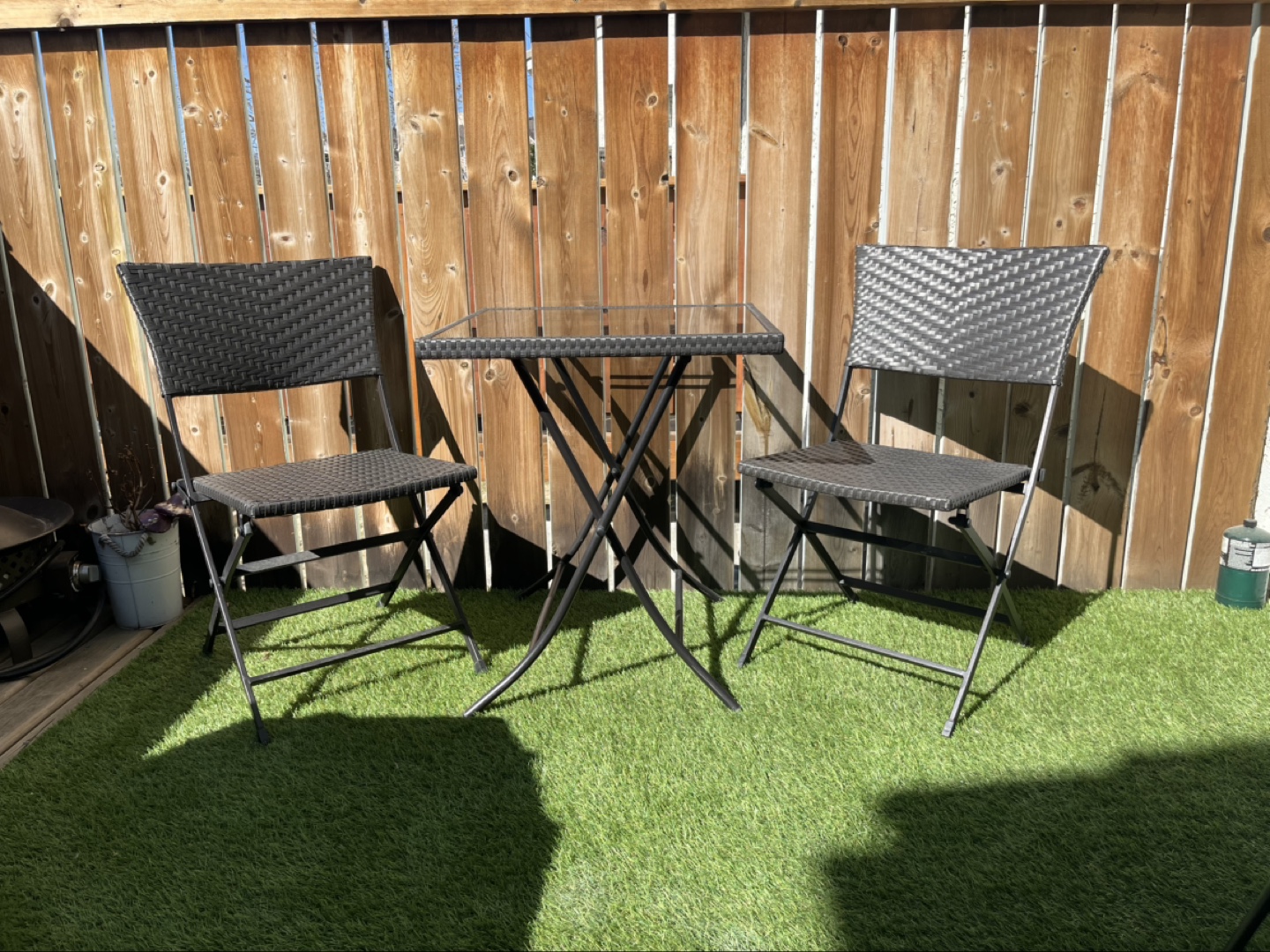3-Piece Patio Set with Glass Top Table - photo 2