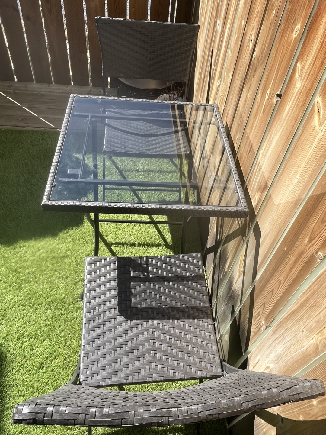 3-Piece Patio Set with Glass Top Table - photo 3