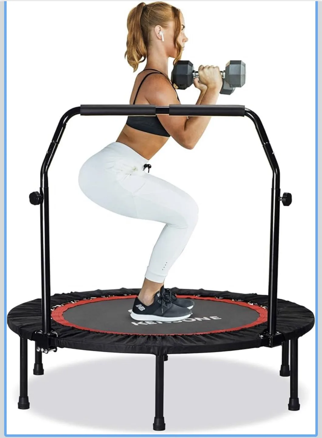 KENSIONE 39-inch Foldable Fitness Trampoline with Handrail thumbnail