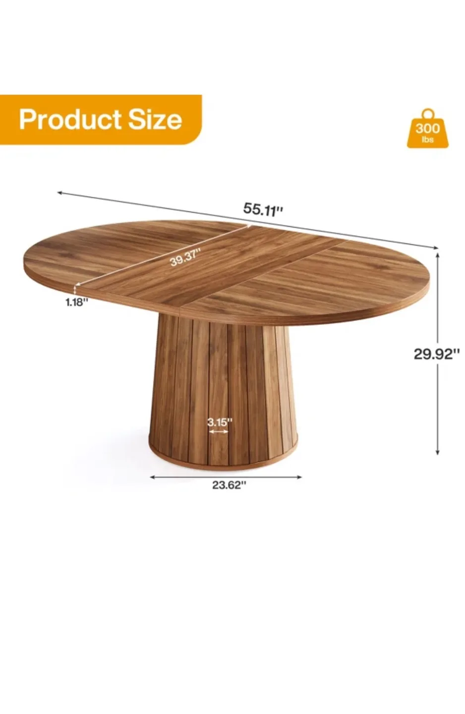 Oval Wood Dining Table 55 inch image indicator(5)