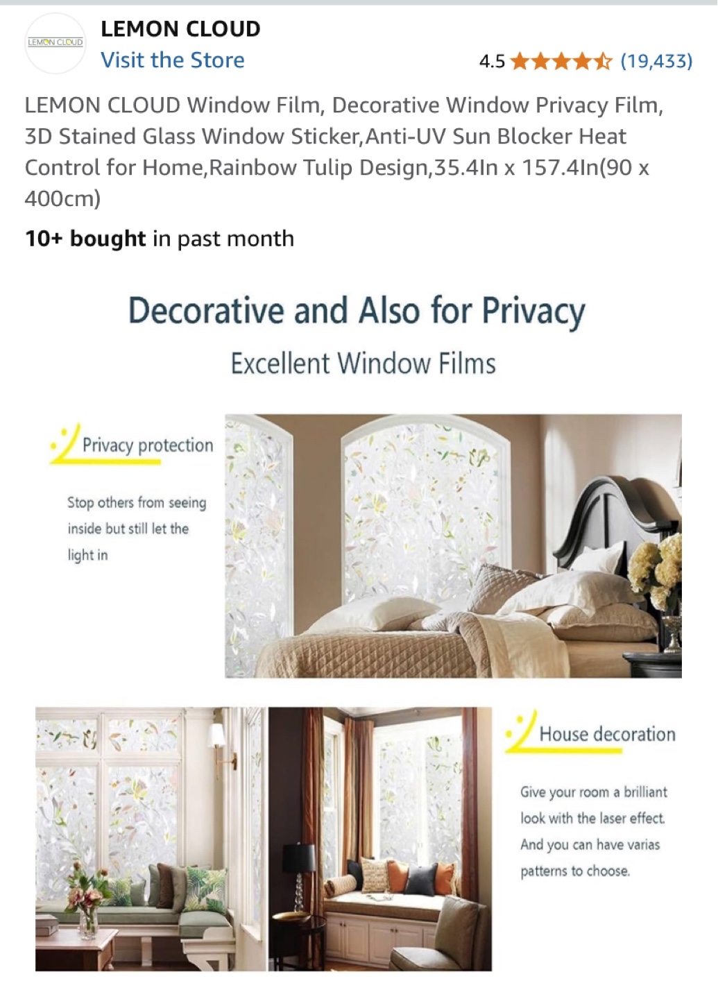 LEMON CLOUD Rainbow Tulip Window Film - photo 4