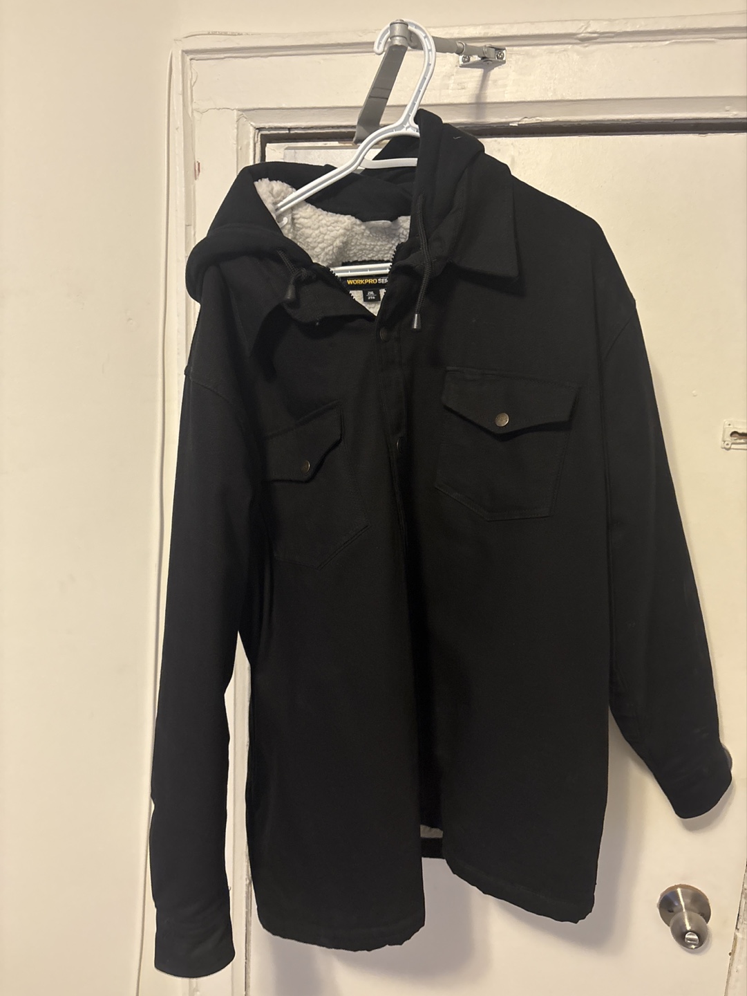 XXL Men's Black Workwear Jacket with Sherpa Lining