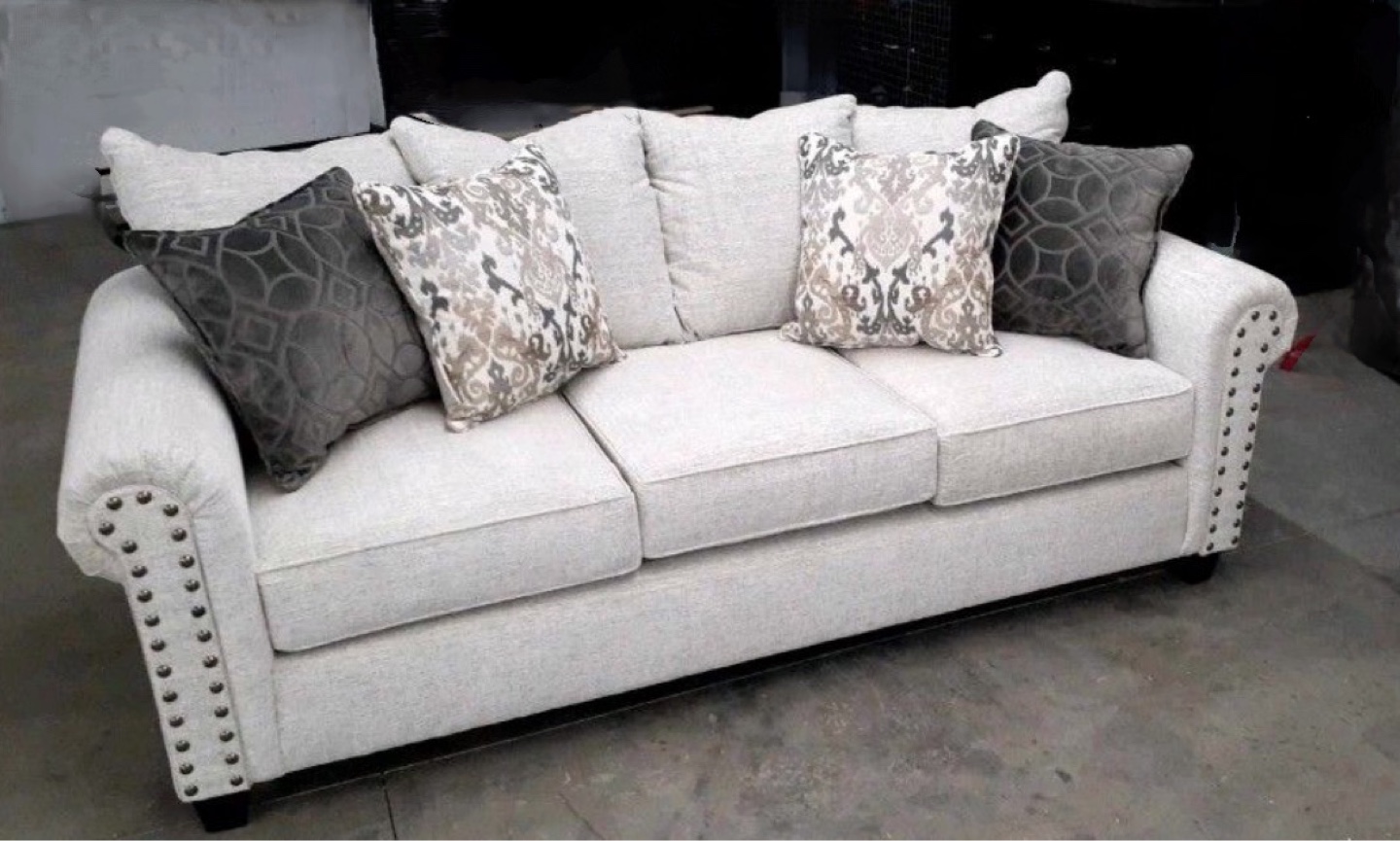 New White Nailhead Sofa and Loveseat - photo 2