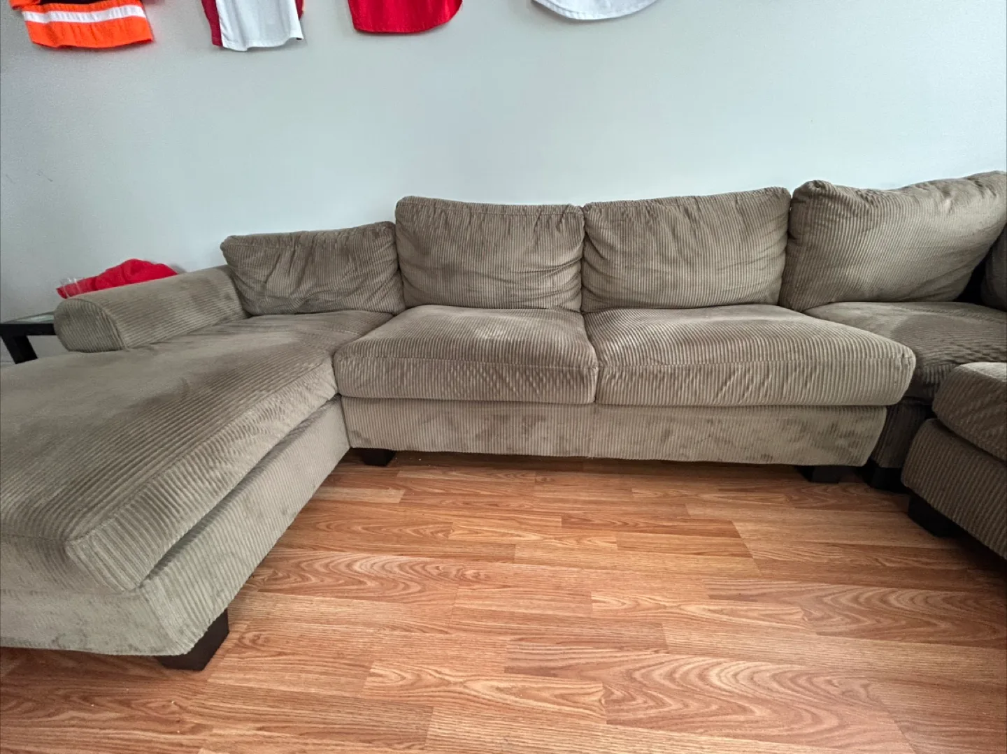 Large Brown Corduroy Sectional Sofa image indicator(4)