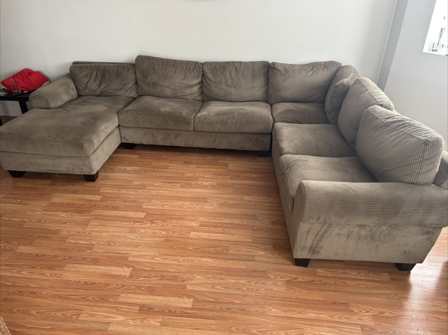 Large Brown Corduroy Sectional Sofa