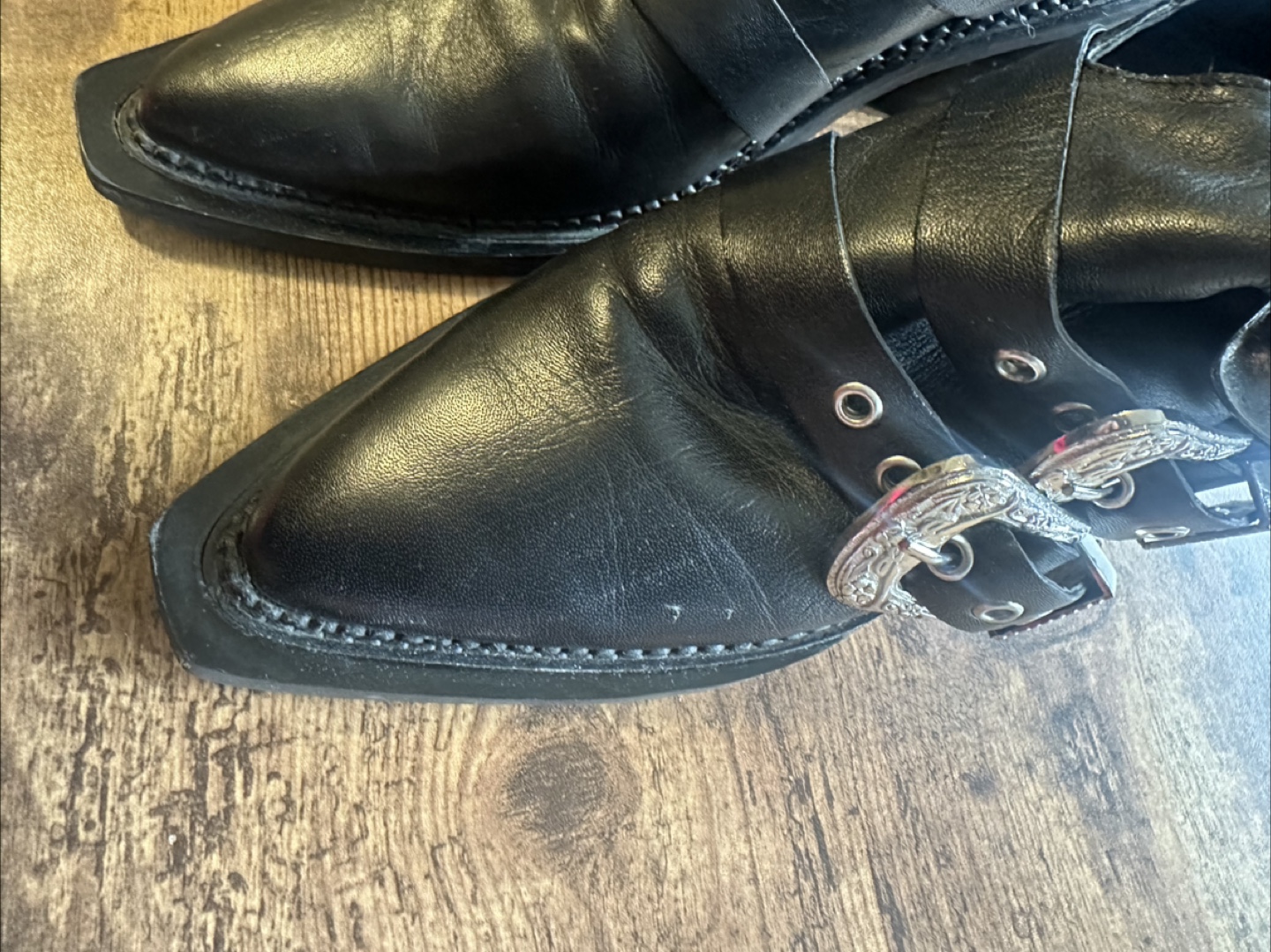 Topshop Black Leather Buckle Ankle Boots - photo 3