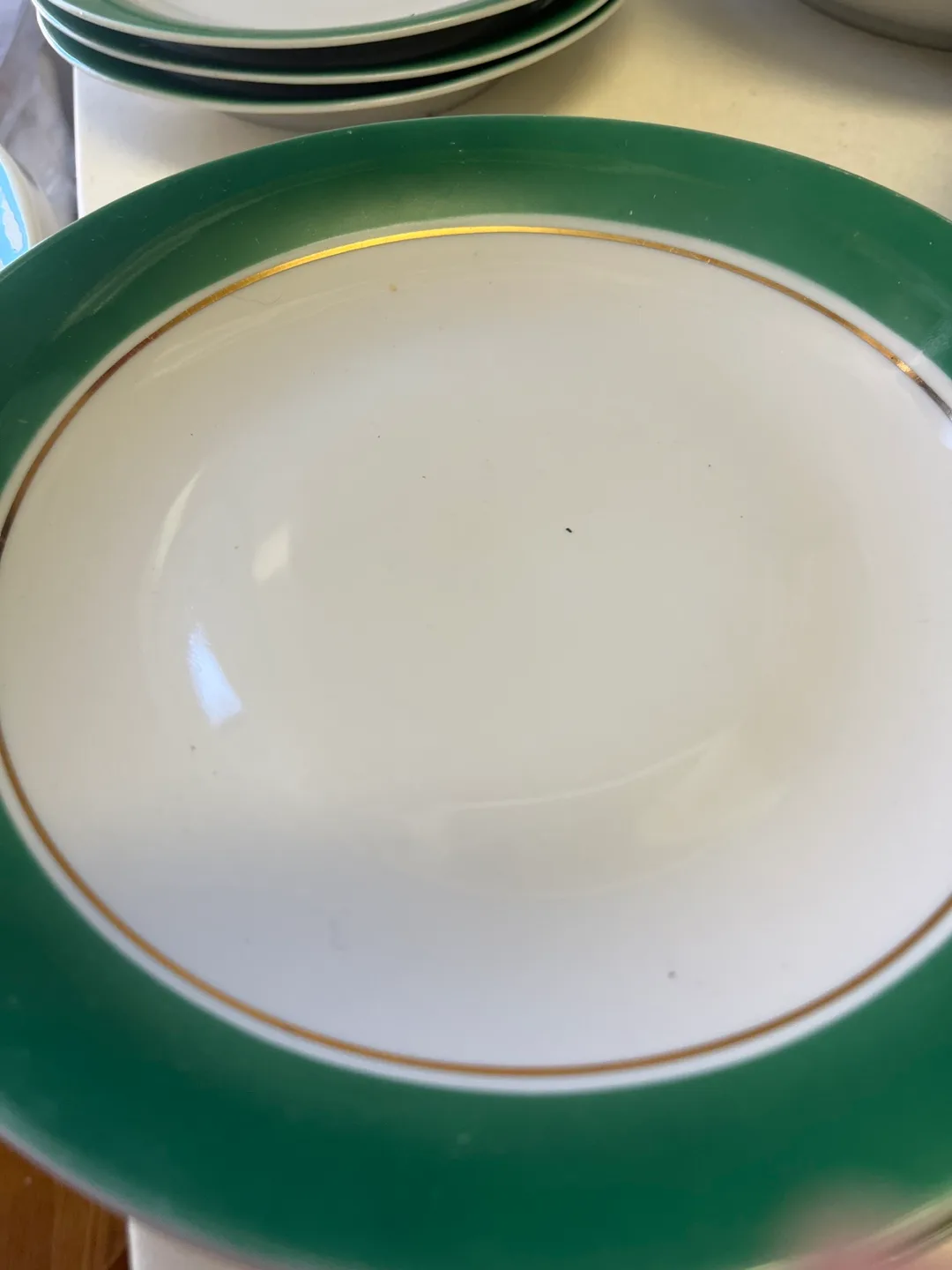 Vintage Green and Gold Trim Dinnerware Set image indicator(3)