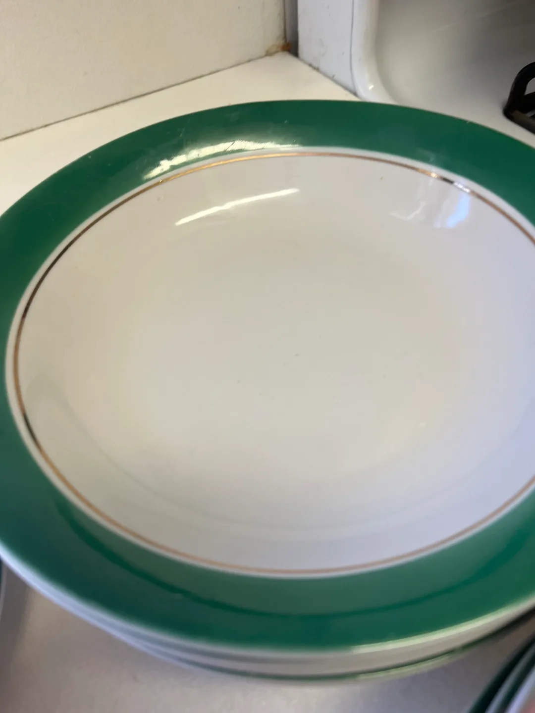 Vintage Green and Gold Trim Dinnerware Set image indicator(5)