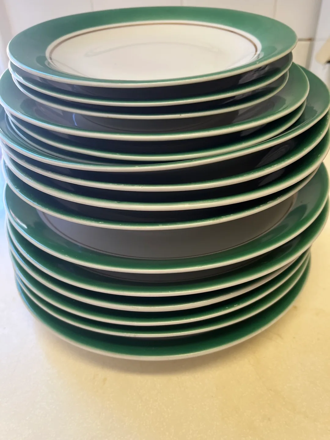 Vintage Green and Gold Trim Dinnerware Set image indicator(7)