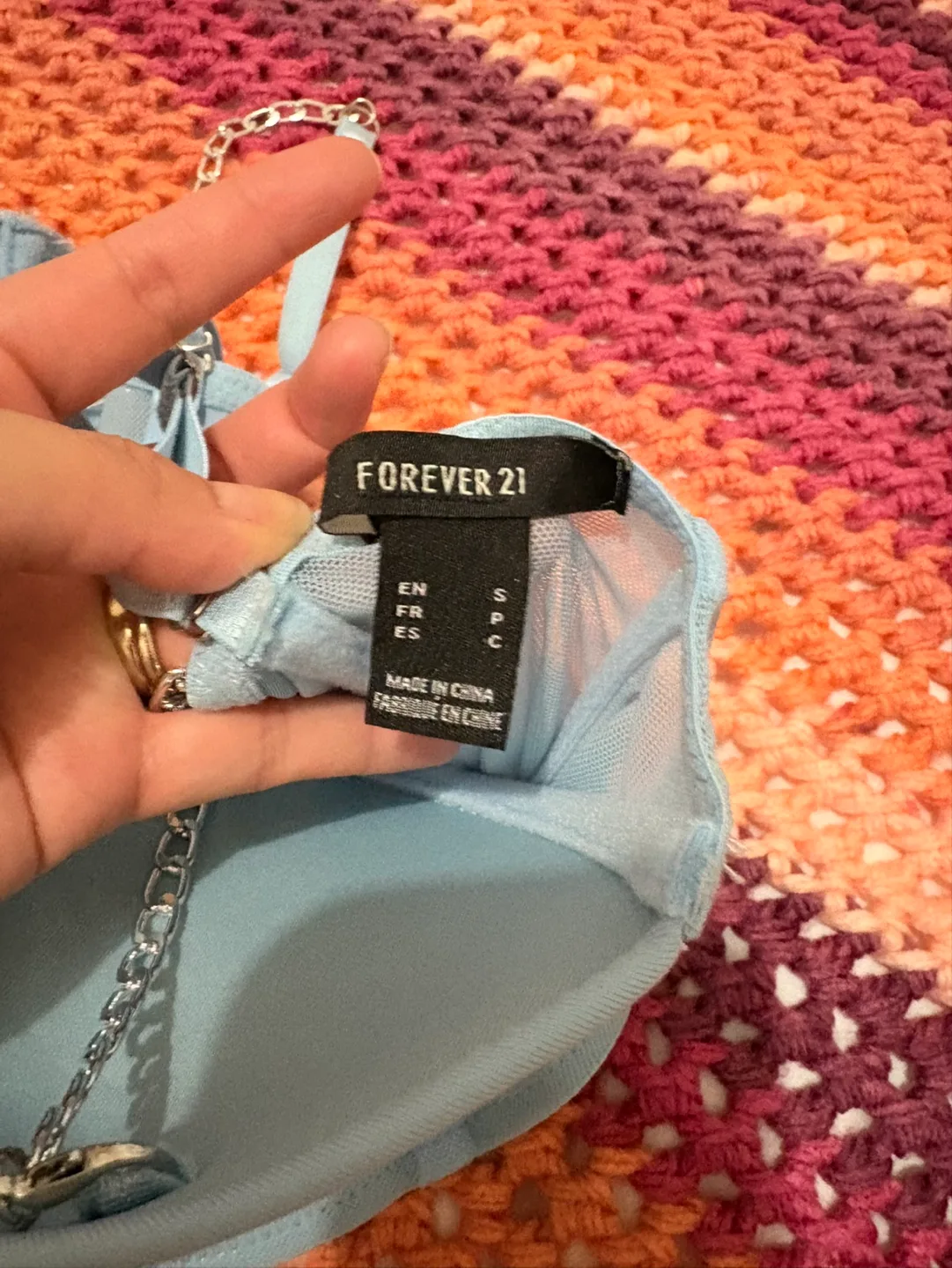 Forever 21 Light Blue Corset Top with Chains image indicator(2)