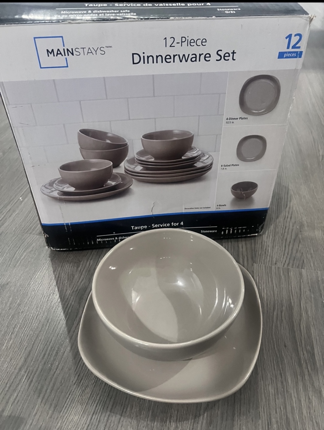 Moving sale - Mainstays Taupe Dinnerware (New/Used) - photo 3