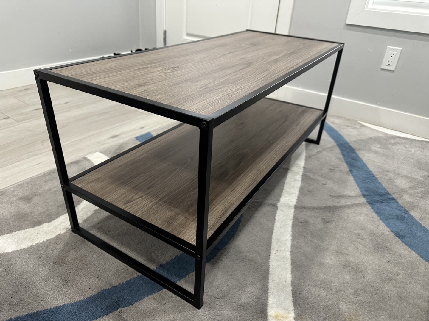 Grey L-Shaped Sectional Sofa and Coffee Table