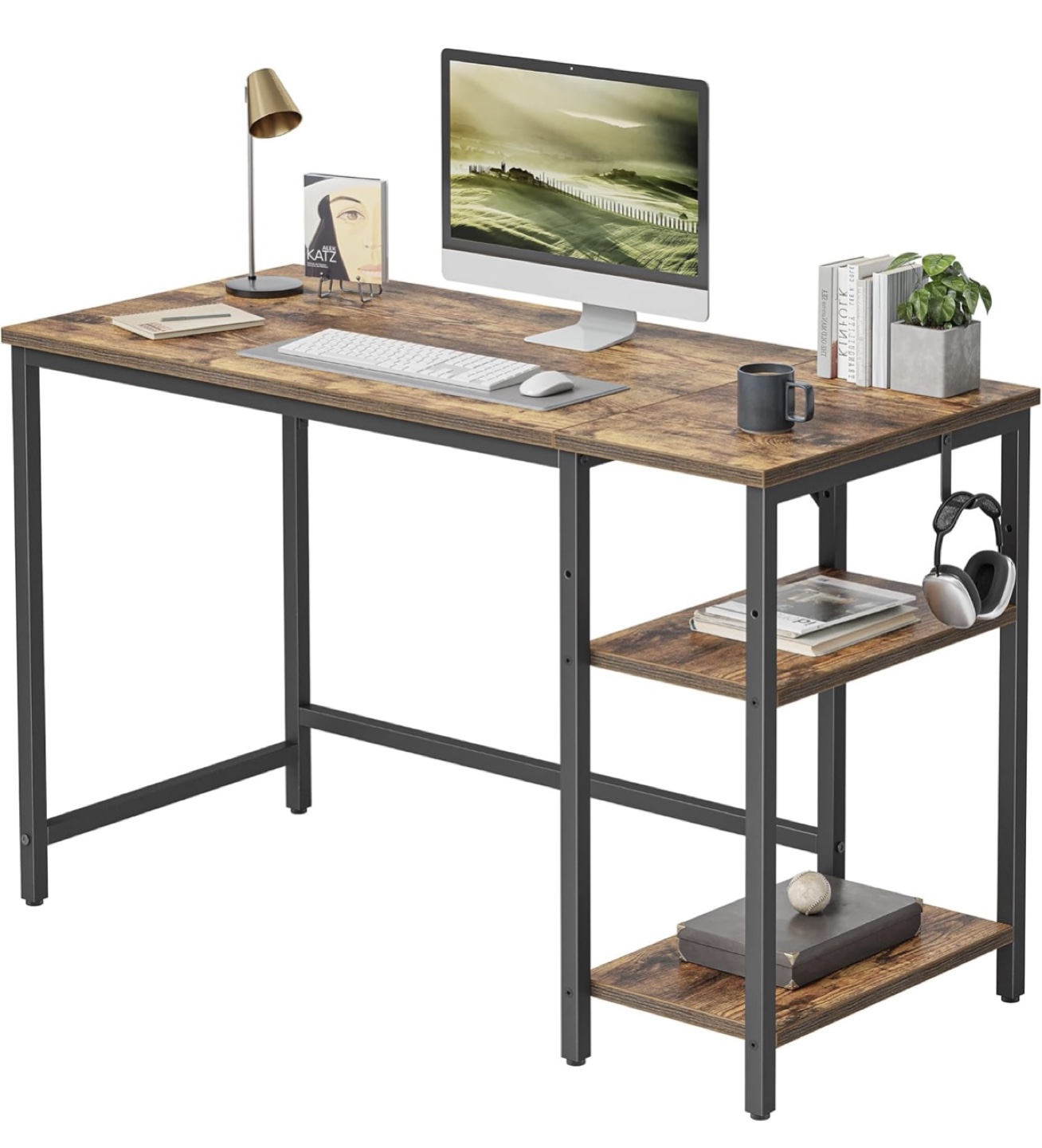 Rustic Computer Desk with Storage Shelves - photo 2