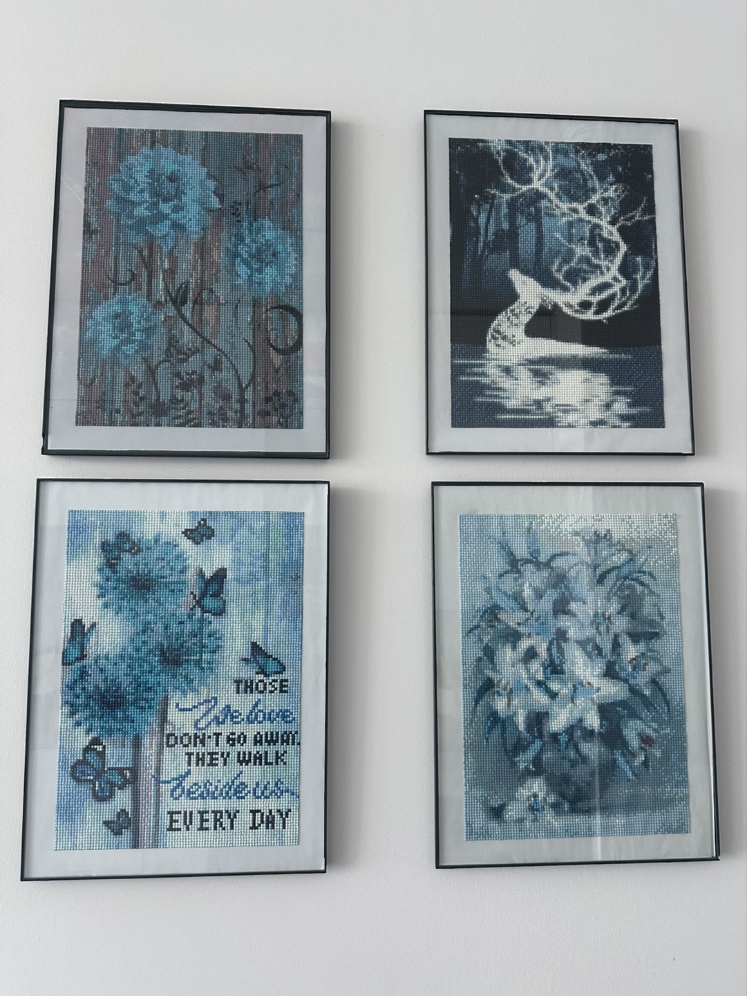 Set of four 5D diamond painting pictures