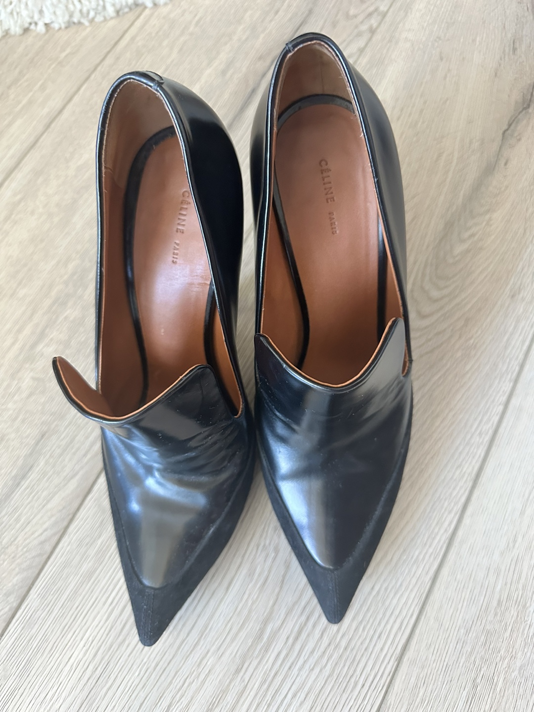 Celine Black Leather & Suede Pointed-Toe High Heels - photo 5