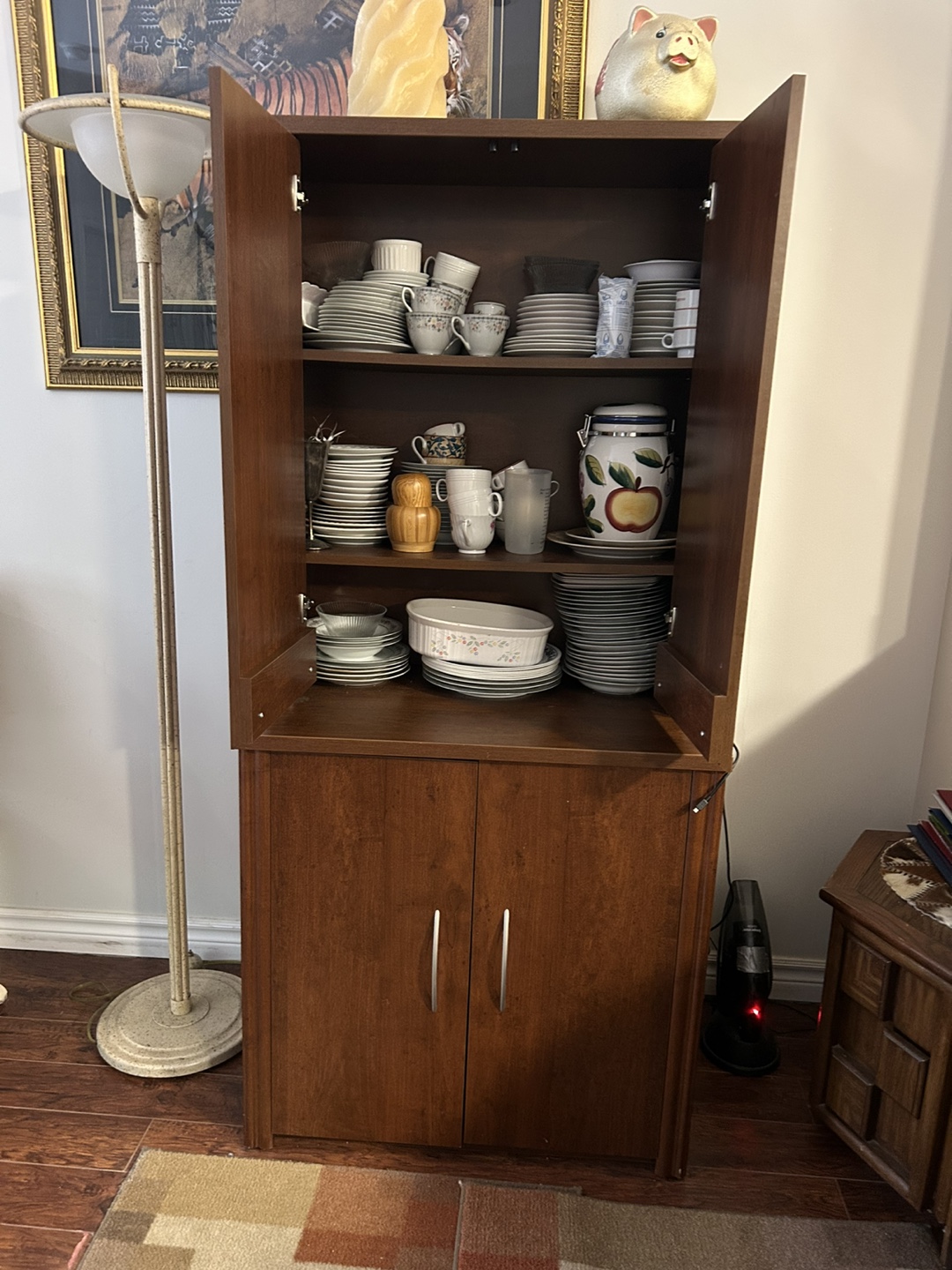 Dark Brown Wooden Double-Door Storage Cabinet - photo 2