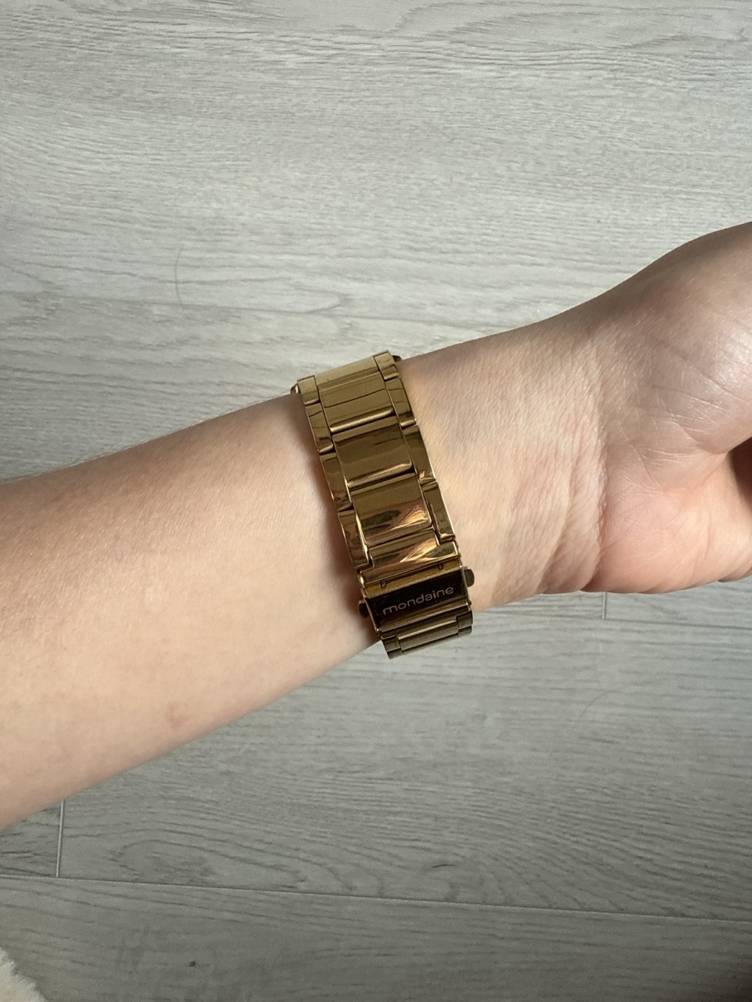 Mondaine gold tone watch with ombre face - photo 2
